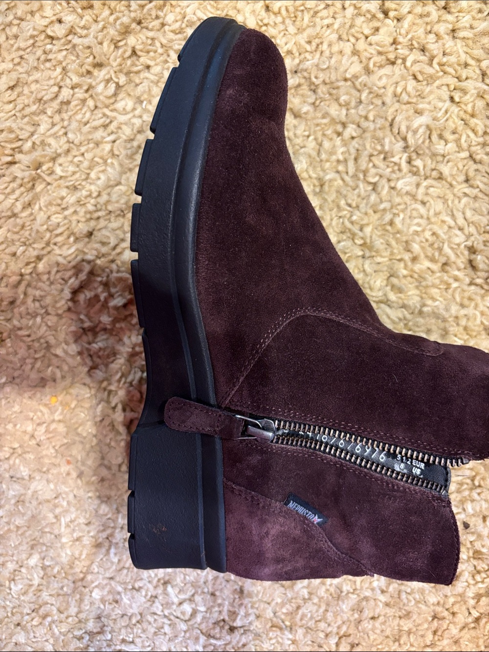 Mephisto Brown Suede Side-Zip Ankle Boot
